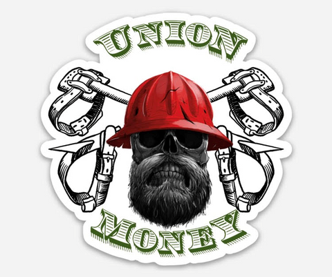 Union Money 3"x3" beard LINEMAN sticker